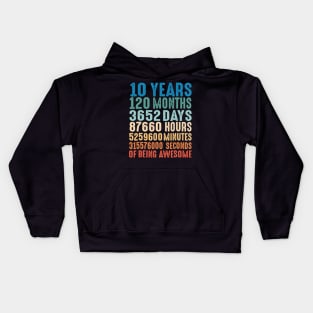 10 Years Old 10th Birthday Vintage Retro 120 Months Tshirt Kids Hoodie